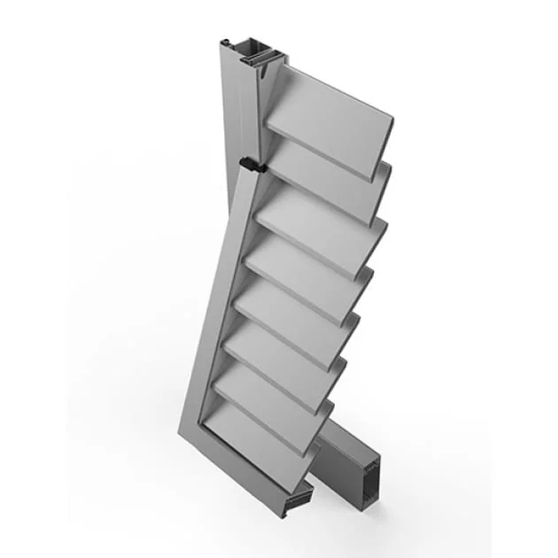Aluminijske grilje i škure 45P / 45V, Presjek sustava 45P